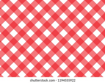 Red and white checkered tablecloth banner.Texture for : plaid, tablecloths, clothes, shirts, dresses, paper, bedding, blankets, quilts and other textile products. Vector illustration.