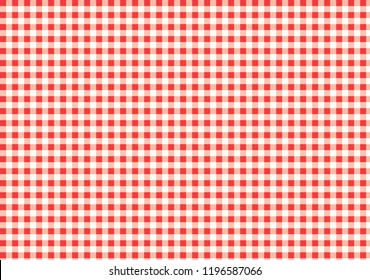 Red and white checkered tablecloth banner.Texture for : plaid, tablecloths, clothes, shirts, dresses, paper, bedding, blankets, quilts and other textile products. Vector illustration.