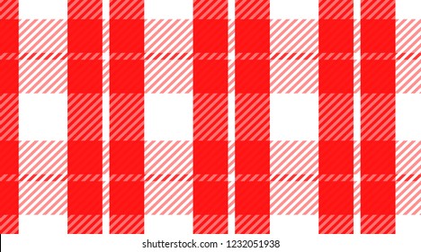 Red and white checkered tablecloth banner.Texture for : plaid, tablecloths, clothes, shirts, dresses, paper, bedding, blankets, quilts and other textile products. Vector illustration.