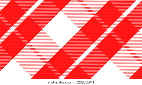 Red and white checkered tablecloth banner.Texture for : plaid, tablecloths, clothes, shirts, dresses, paper, bedding, blankets, quilts and other textile products. Vector illustration.