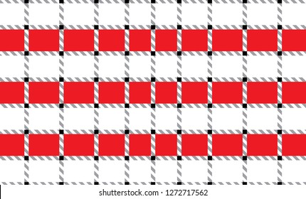 Red and white checkered tablecloth banner.Texture for : plaid, tablecloths, clothes, shirts, dresses, paper, bedding, blankets, quilts and other textile products. Vector illustration. - Vector