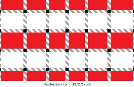 Red and white checkered tablecloth banner.Texture for : plaid, tablecloths, clothes, shirts, dresses, paper, bedding, blankets, quilts and other textile products. Vector illustration. - Vector