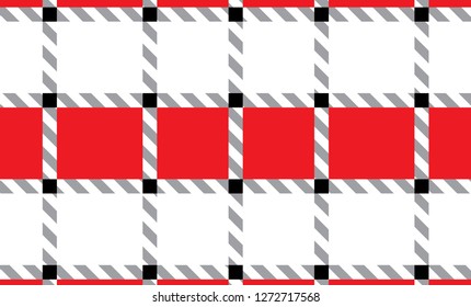 Red and white checkered tablecloth banner.Texture for : plaid, tablecloths, clothes, shirts, dresses, paper, bedding, blankets, quilts and other textile products. Vector illustration. - Vector