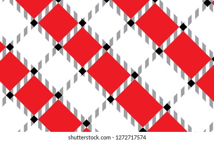 Red and white checkered tablecloth banner.Texture for : plaid, tablecloths, clothes, shirts, dresses, paper, bedding, blankets, quilts and other textile products. Vector illustration. - Vector