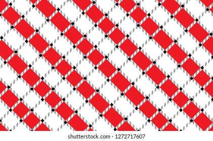 Red and white checkered tablecloth banner.Texture for : plaid, tablecloths, clothes, shirts, dresses, paper, bedding, blankets, quilts and other textile products. Vector illustration. - Vector