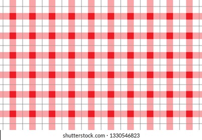 Red and white checkered tablecloth pattern.Texture for : plaid, tablecloths, clothes, shirts, dresses, paper, bedding, blankets, quilts and other textile products. Vector illustration. - Vector