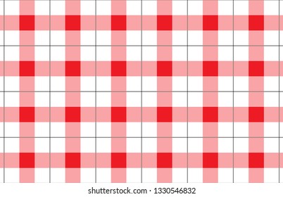 Red and white checkered tablecloth pattern.Texture for : plaid, tablecloths, clothes, shirts, dresses, paper, bedding, blankets, quilts and other textile products. Vector illustration. - Vector