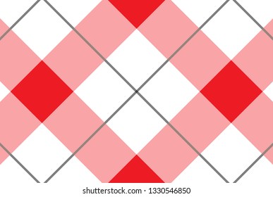 Red and white checkered tablecloth pattern.Texture for : plaid, tablecloths, clothes, shirts, dresses, paper, bedding, blankets, quilts and other textile products. Vector illustration. - Vector