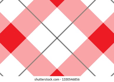 Red and white checkered tablecloth pattern.Texture for : plaid, tablecloths, clothes, shirts, dresses, paper, bedding, blankets, quilts and other textile products. Vector illustration. - Vector