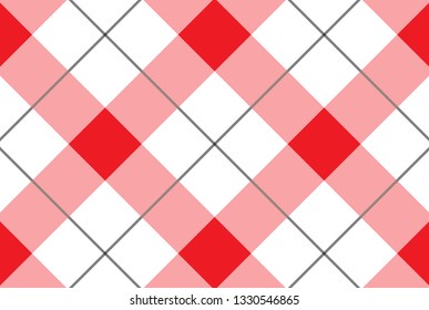 Red and white checkered tablecloth pattern.Texture for : plaid, tablecloths, clothes, shirts, dresses, paper, bedding, blankets, quilts and other textile products. Vector illustration. - Vector