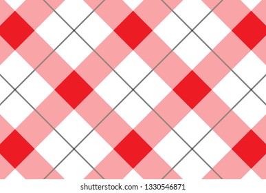 Red and white checkered tablecloth pattern.Texture for : plaid, tablecloths, clothes, shirts, dresses, paper, bedding, blankets, quilts and other textile products. Vector illustration. - Vector