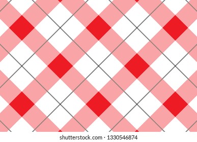 Red and white checkered tablecloth pattern.Texture for : plaid, tablecloths, clothes, shirts, dresses, paper, bedding, blankets, quilts and other textile products. Vector illustration. - Vector