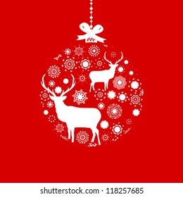 Red and White Christmas ball. And also includes EPS 8 vector