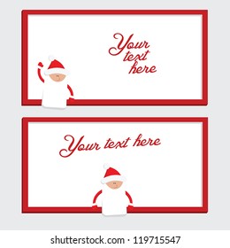 Red and white christmas border with Santa Claus