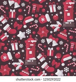 Red and white Christmas elements seamless pattern