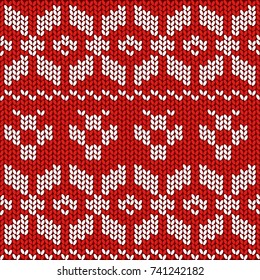 Red and White Christmas Festive Sweater Fairisle Design. Knitting Pattern for Winter Designs.