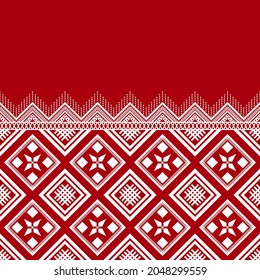 red white christmas Geometric ethnic oriental seamless pattern traditional Design for background,carpet,wallpaper,clothing,wrapping,Batik,fabric,Vector illustration.embroidery style