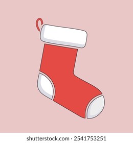 Medias de Navidades rojas y blancas con un puño mullido. Diseño simple y limpio perfecto para gráficos navideños.