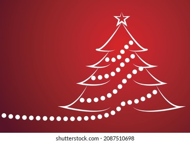 Red white christmas tree background.