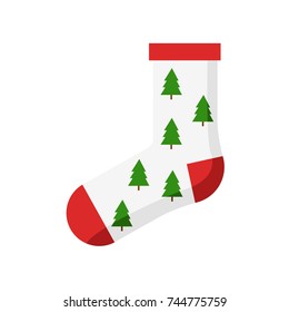 Red White Christmas Tree Sock