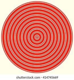 Red white circle abstract vortex background. Hypnotic spiral wallpaper. Vector illustration
