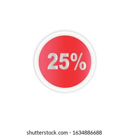 red and white circle percentage showing 25%
