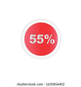 red and white circle percentage showing 55%