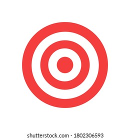 Red and white circles target darts icon. Archery aim vector symbol