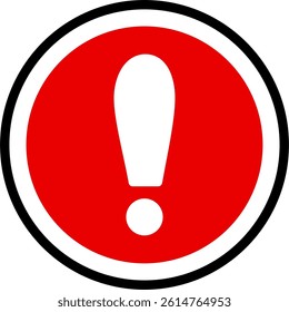Red and White Circular Caution Sign Symbol
