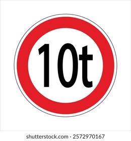 Red and white circular traffic sign indicating a weight limit, important for road safety and transportation regulations.