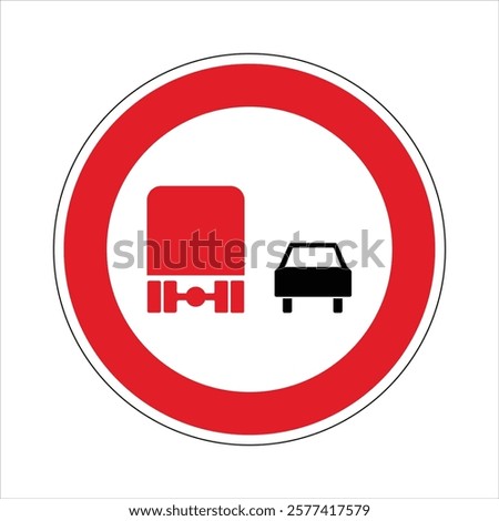 Red and white circular traffic sign showing overtaking by trucks is prohibited.