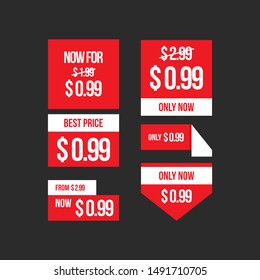 Red White Clearance Vector Price Tag Template.