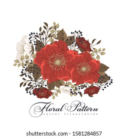 Red and white clipart flower isolated