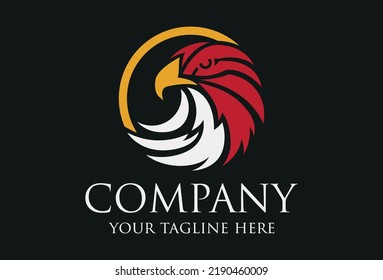 Red and White Color Abstract Eagle Bird Head Logo Design