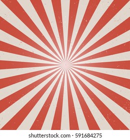 Red And White Color Burst With Grunge Background. Vector Illustration