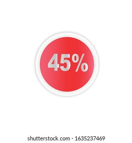 red and white color circle logo showing 45%