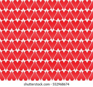 Red and white color geometric shape triangle heart seamless pattern background vector.