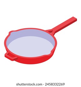 Red white color pan icon isometric vector. Modern design. Empty steam