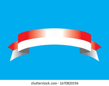 red and white color ribbon, vector illustration, blue background
