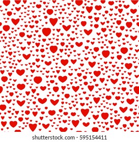 Red and white color seamless hearts pattern, holiday texture, love symbol background vector illustration.