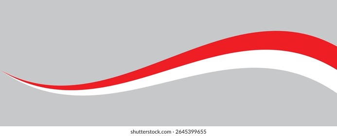 Rot-Weiß-farbige gebogene Rand Hintergrund, wie die Farben der Indonesien Flagge. Flache Designgrafik.