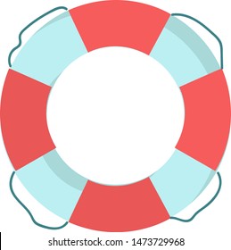 A red and white colored lifebuoy, vector, color drawing or illustration.
