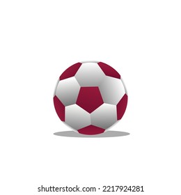 Red And White Colored Soccer Ball Sitting On White Background.