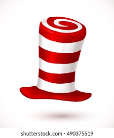 Red And White Colors Stripes Realistic Vector Crazy Carnival Hat