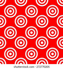 Red and white concentric circles abstract pattern. Seamlessly repeatable. Vector Illustration