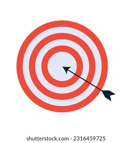 red and white conceptual target flat design illustration