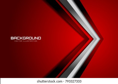 Red and white contrast tech arrows background. Vector illustration corporate design