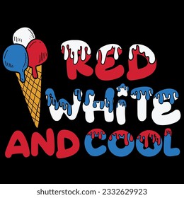 Red white and cool american 4th of july t-shirt design