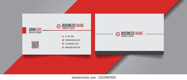 Red and white corporate modern visiting card template design. business card vector template