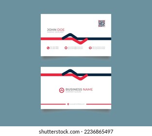 Red and white creative modern business card vector template design